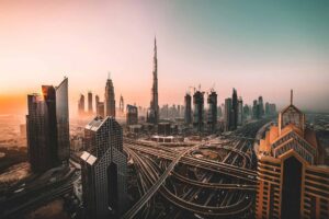 dubai skyline lever de soleil