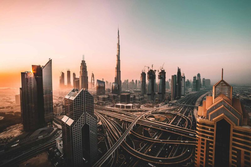 dubai skyline lever de soleil