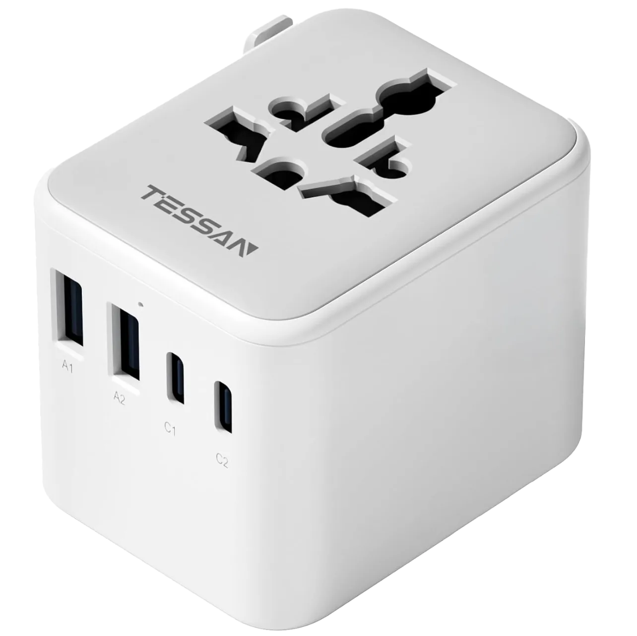 TESSAN Universal-Reiseadapter mit USB-A- und USB-C-Anschlüssen