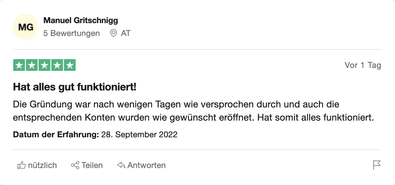 recensione di trustpilot per la configurazione globale